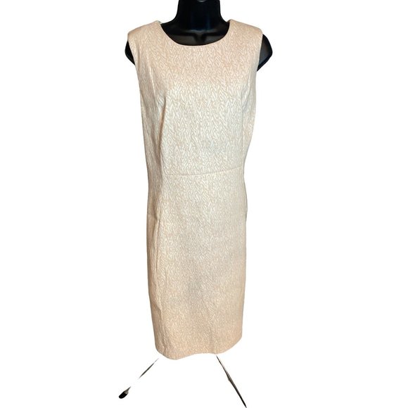 Calvin Klein Pink White Sleeveless Knee Length Dress Sz 16 - Picture 1 of 8